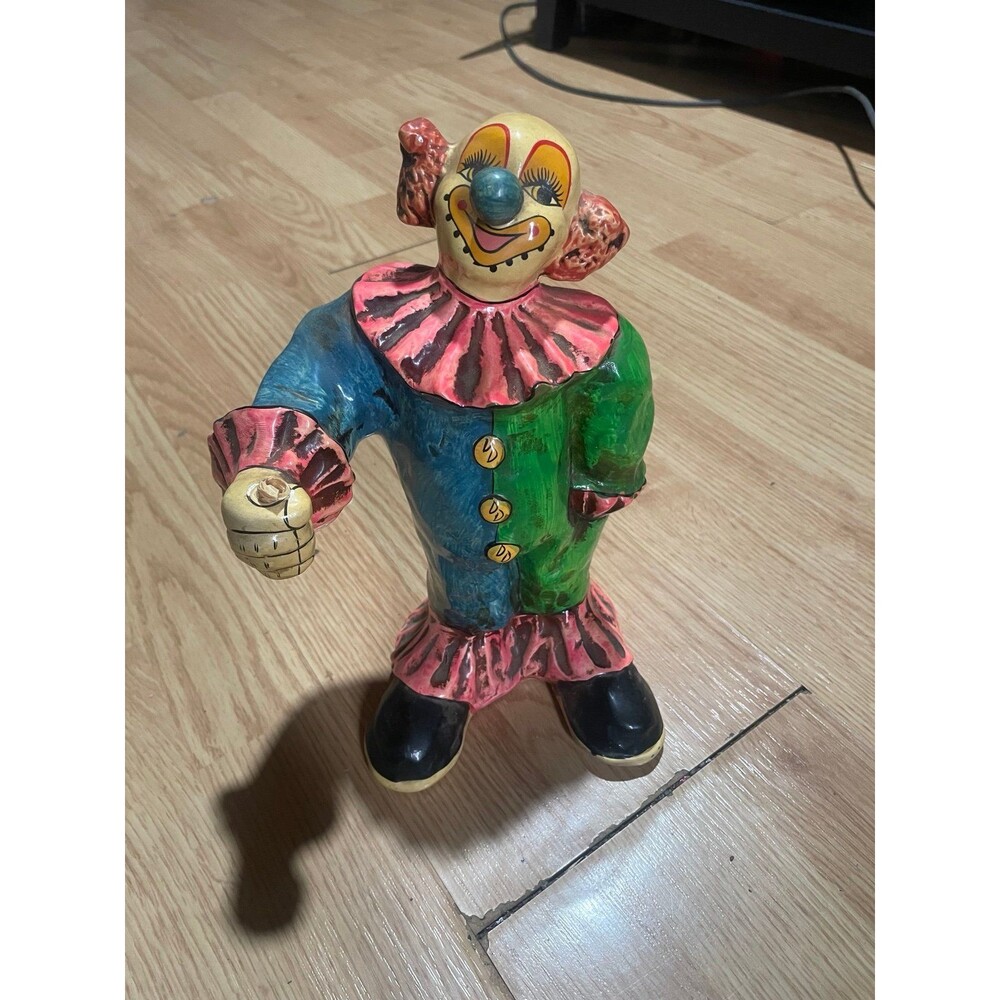 Ceramic Colorful Hand Painted Clown Figurine 11" Made in Taiwan
